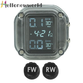 Hellonewworld - sistema de alarma inalámbrico para monitor de presión de neumáticos, LCD Solar TPMS SP370, con 4 sensores externos, motocicleta