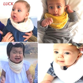 luck baberos para bebé recién nacido de algodón borla saliva toalla de alimentación de doble capa triángulo bufanda pañuelo babero para niños niñas