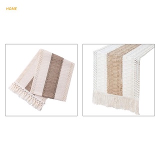 mantel de algodón y lino doble colores con borlas decoración de tela de escritorio