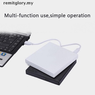 [Remitglory] lector de grabadora de CD externo delgado USB 2.0 DVD RW CD Writer para Laptop PC [MY]