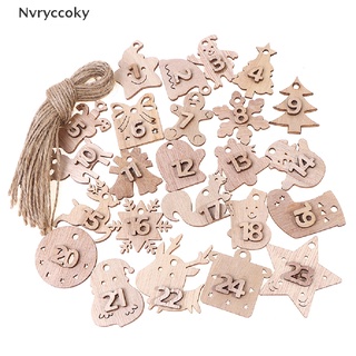 Nvryccoky Bolsas De calendario/venta De navidad De 24 días 1-24 Etiquetas De madera