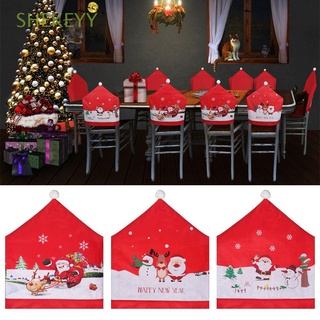 SHEKEYY Red Hat Christmas Chair Cover Kitchen Home Decoration Santa Claus Cap Xmas Decor Soft Stretch Party Supplies Dining Room Dinner Table