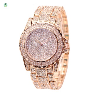 Reloj de pulsera de cuarzo Casual con pedrería con pedrería de diamantes de imitación con correa de acero para mujer (1)