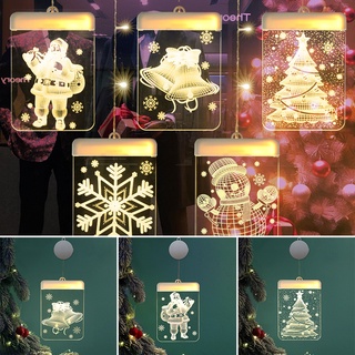 Hanging Christmas Light Adhesive 3D Visual Effect Acrylic LED Ornament Festival Themed Night Light for Party Home