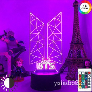 🙌 Lámpara 3D BTS luces nocturnas USB LED iluminación K-pop estrella BT21 acrílico 7 colores decoración del hogar luz de escritorio regalo de cumpleaños pPBL