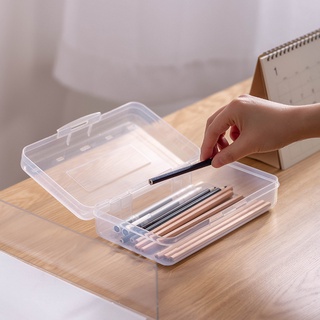 caja de papelería de gran capacidad apilable diseño anti-sucio transparente kid caja de lápices para la escuela (7)