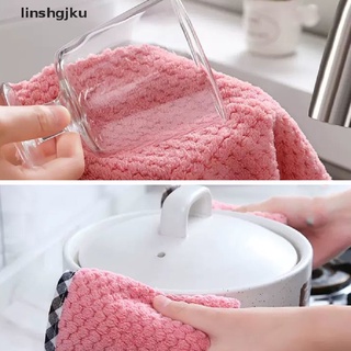 [linshgjku] toalla limpiadora de aceite antiadherente no alineable ahorcado de lana de coral de doble cara [caliente] (4)