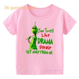 kid Camiseta Niña Niños Ropa Niño Camisetas Feliz Navidad De Dibujos Animados Rosa Niñas tops Grinch De