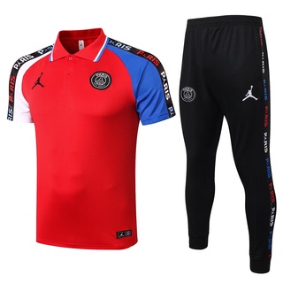 2021 2022 Jordan Men Red POLO Shirt Sports Pants Football Training Set (1)