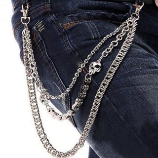 Punk pantalones cadenas moda Rock Jeans cintura accesorios hombres Hip hop cráneo