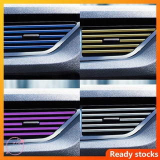 10pcs Interior del coche de la tira cromada de aire acondicionado ventilación en forma de U borde pegatina de ajuste de moldeo