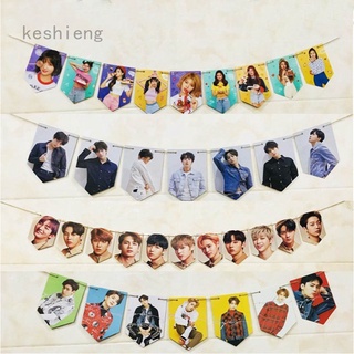Keshieng Kpop Bts Twice Blackpink - bandera de papel para decoración del hogar (1)