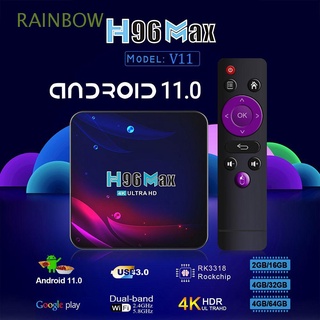 RAINBOW H96 Max V11 2021 Smart TV Box 4GB+32/64GB Android 11.0 Set Top Box Bluetooth 2.4G/5.8G Dual WIFI 4K Media Player Home Theater RK3318