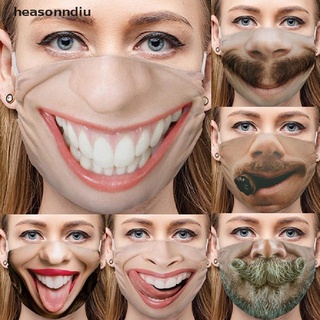 Heasonndiu 3D Funny Face Printed Masks Adult Windproof Washable Reusable Cotton Mouth Mask CL