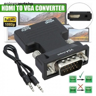 [enjoysportshg] convertidor hdmi hembra a vga macho/adaptador de audio compatible con salida de señal 1080p [caliente]