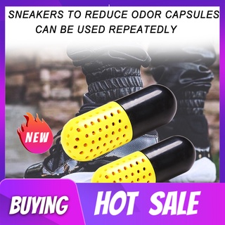 fanrenxi 2 piezas desodorante en forma de cápsula reutilizable abs zapatos removedor de olor para zapatillas de deporte