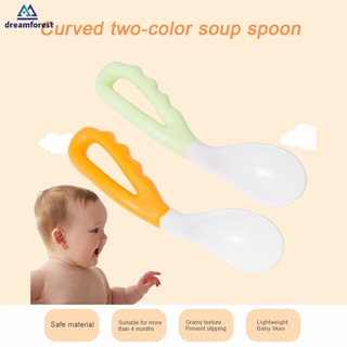 2pzas/juego De cuchara De alimentación creativa Para bebés con mango Curvo/cuchara Para niños/entrenamiento De bebés