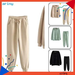 ary_ conjunto de pantalones de sudadera de dos piezas con capucha gruesa sudadera pantalones sueltos streetwear