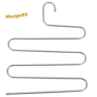 4 Pack Multi Pants Hangers Rack for Closet Organization,Stainless Steel S-shape 5 Layer Clothes Hangers for Space Saving Storage