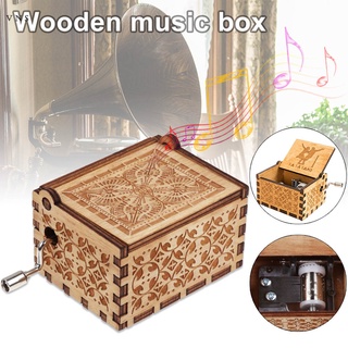 1 caja de música de madera musical vintage tallada de regalo manivela para niños novia