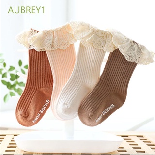 Aubrey1 lindo calcetines de bebé suave rodilla alta larga calcetines de algodón de 0-3 años de edad colorido niños niños niños niña encaje/Multicolor