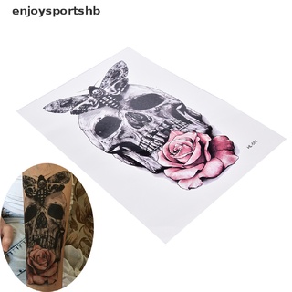 [enjoysportshb] calavera con polilla y flor fresco tatuaje impermeable temporal cuerpo tatuaje pegatinas [caliente]