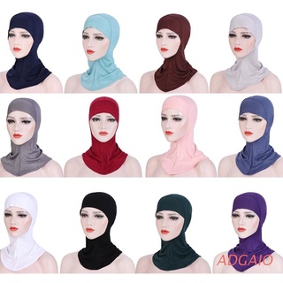 adgaio muslim mini hijab gorra bajo bufanda sólido completo capó interior islámico turbante sombrero