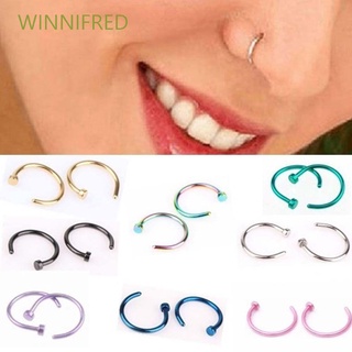 WINNIFRED 10 anillos de labios a la moda joyería cuerpo Piercing Circular pequeño acero inoxidable forma de Septum C delgado nariz anillos/Multicolor