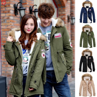 Mens Hooded Plush Collar Coat Thicken Jackets Warm Winter Down Cotton Outwear