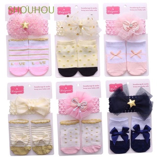 shouhou 1 conjunto suave bebé diadema recién nacido calcetines diadema conjunto de calcetines de bebé de encaje princesa bebé 0-12 meses bowknot