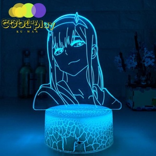 anime 3d lámpara cero dos figuras luz de noche niños niñas dormitorio decoración luz manga regalo luz de noche lámpara darling en el franxx