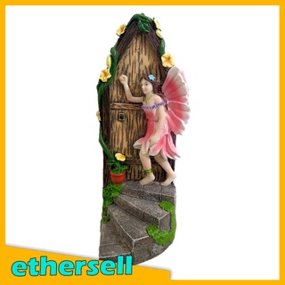 [TopPick] Gran puerta de hadas elfo pasos miniatura secreto adorno al aire libre árbol decoración