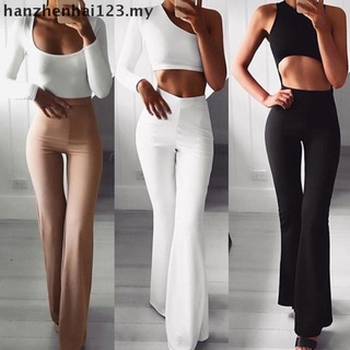 [Hanzhenhai123] mujer sólido cintura alta llamarada ancho pierna Chic pantalones campana inferior Yoga pantalones
