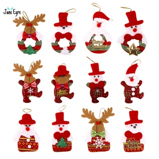 12 unids/set santa ciervo oso muñeco de nieve colgante árbol de navidad adornos colgantes fiesta en casa regalos para niños [jane eyre]