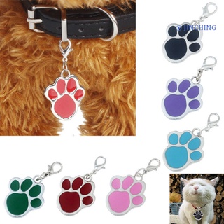 [Jinching] pata perro cachorro gato Anti-pérdida identificación nombre etiquetas Collar colgante encanto mascota accesorios