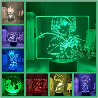 Hunter X Hunter Gon Killua Kurapika Hisoka luz nocturna táctil colores remotos cambiantes lámpara de noche fresco para los Fans del Anime