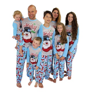 fashionjewelry exquisito 2pcs navidad pijamas conjunto de manga larga impresión padre-hijo hogar ropa de dormir