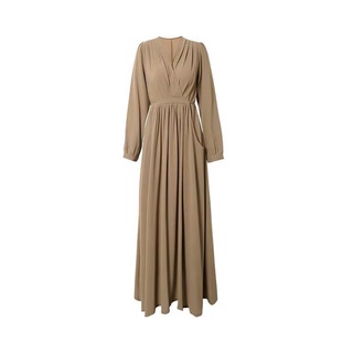 Temperamento V-cuello vestido de las mujeres otoño vestido 2021 nuevo de alto grado de luz madura estilo falda larga cintura cierre de manga larga falda (6)