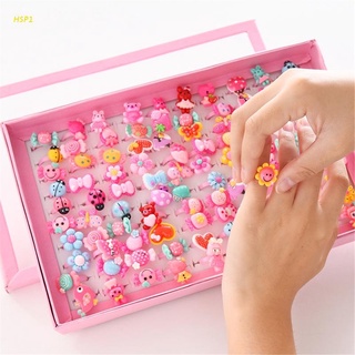 Hsp1 10 pzs/juego De anillos para niños en forma De Flor De Pastel con diseño De animales