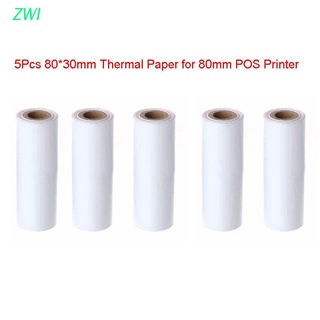 ZWI 5Pcs 80x30MM Thermal Receipt Paper Roll For Mobile 80MM POS Thermal Printer