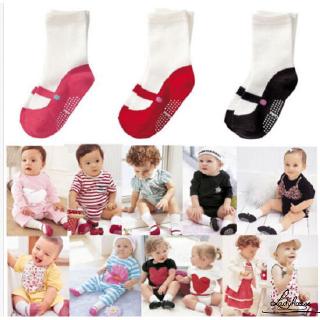 ✦LD-Baby calcetines antideslizantes cálidos calcetines de piso 1 par negro/rosa/rojo