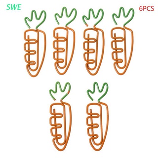 swe 6pcs creativo kawaii zanahoria en forma de metal clip pin marcador papelería escuela suministros de oficina decoración