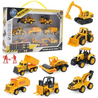 8 unids/set mini aleación construcción camión coche modelo de juguete excavadora niños regalo de navidad