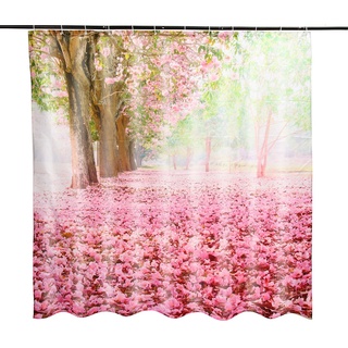 ON SALE Cherry Blossom 3D Fashion Pattern Bathroom Fabric Shower Curtain (9)