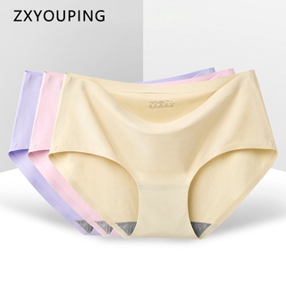 M-xxl Panty de seda de hielo para mujer talla grande lencería media cintura sin costuras Ultra delgada ropa interior