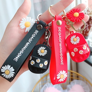 Net Red NewDIYLittle Daisy Slippers Children's Shoes Keychain Fashion Brand Shoes Cute Key Ring Wholesale Bag Charm