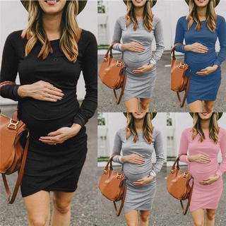 Maternidad embarazo moda mamá suelto vestido O cuello mujeres vestido de moda (1)