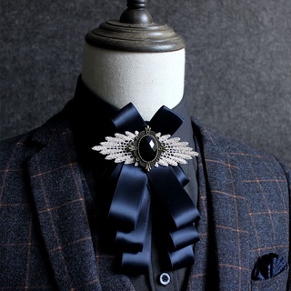 KERAES broche de poliéster moda Rhinestone arco lazos mujeres accesorios corbata cinta Bowknot Boutonniere Collar Pin/Multicolor (5)