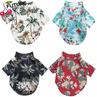 FUTURE 1Pcs Camisetas Medianas Ropa Para Perros Mascotas Grandes Camisas De Verano Para Playa Con Estampado De Árbol De Coco Estilo Hawaiano Polo Pequeños Multicolor (1)