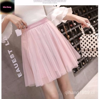 Skirt Summer Small Skirt Fairy Skirt Mesh Skirt Short-Height Gauze Skirt Female Student Korean Pleated Skirt New